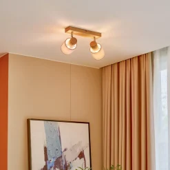 Wanessa loftspot, 39 cm, 2 lyskilder, træ, hvid, E14^Lindby New