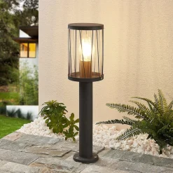 Lindby Sokkellamper>Yonan sokkellampe, rund, mørkegrå, E27