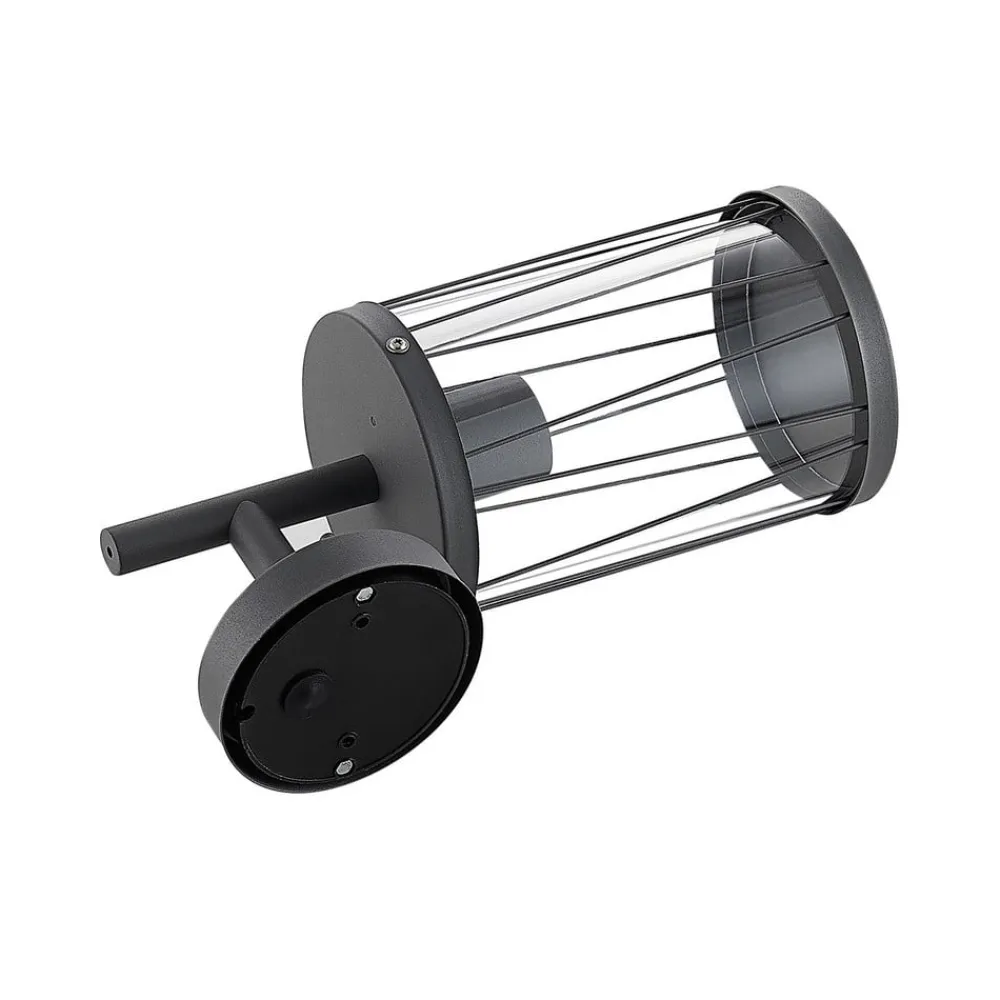 Lindby Yonan udendørs væglampe, rund mørkegrå, E27