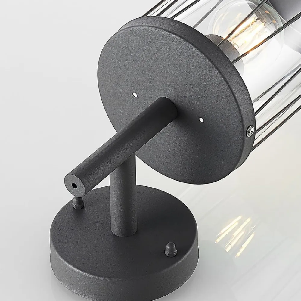 Lindby Yonan udendørs væglampe, rund mørkegrå, E27