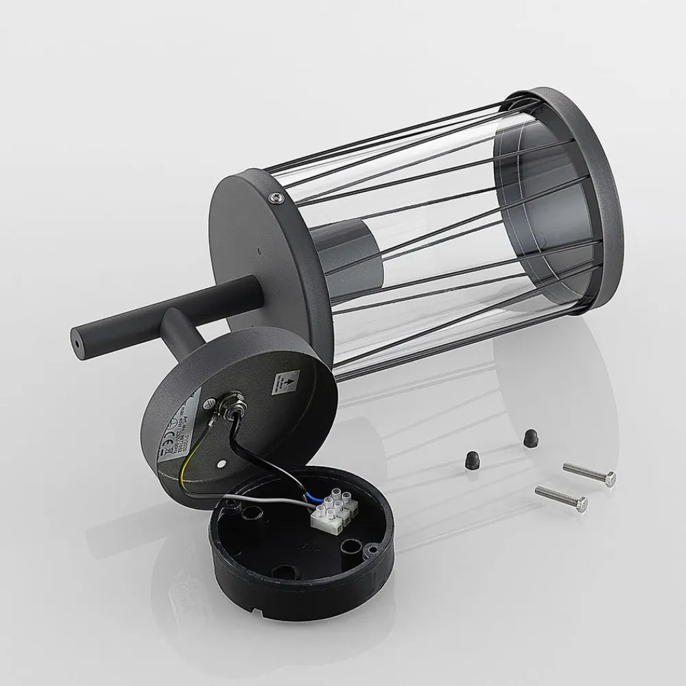 Lindby Yonan udendørs væglampe, rund mørkegrå, E27