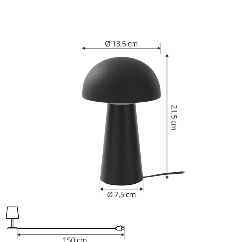 Lindby Zyre LED genopladelig bordlampe, sort, IP44, touchdæmper