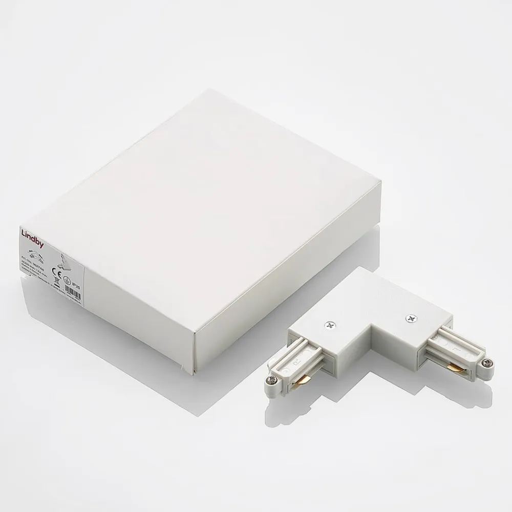 Lindby Skinnesystem>-hjørnestik Linaro, hvid, 1-faset system