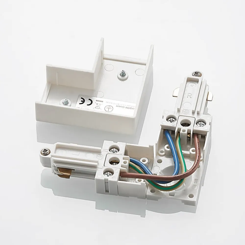 Lindby Skinnesystem>-hjørnestik Linaro, hvid, 1-faset system