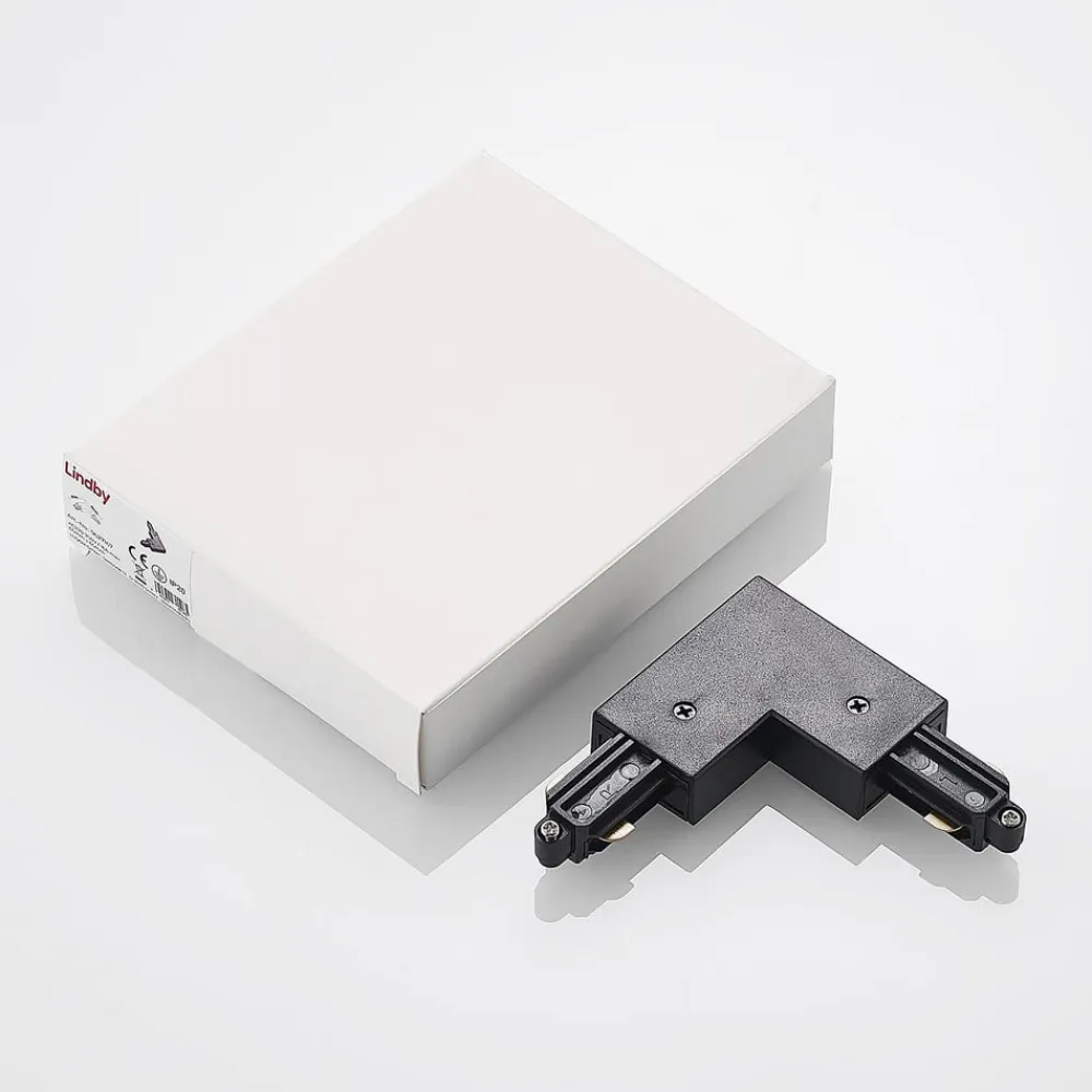 Lindby Skinnesystem>-hjørnestik Linaro, sort, 1-faset system