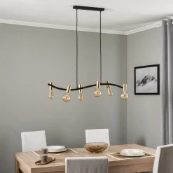 Lindby -pendel Anito, sort/guld, metal, 100 cm, E27