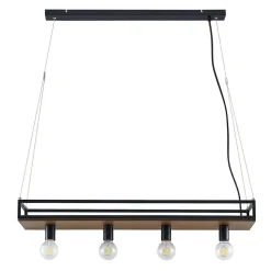 -pendel Kirista, 4-lys, sort, træ, 100 cm^Lindby
