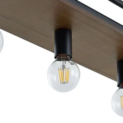 -pendel Kirista, 4-lys, sort, træ, 100 cm^Lindby