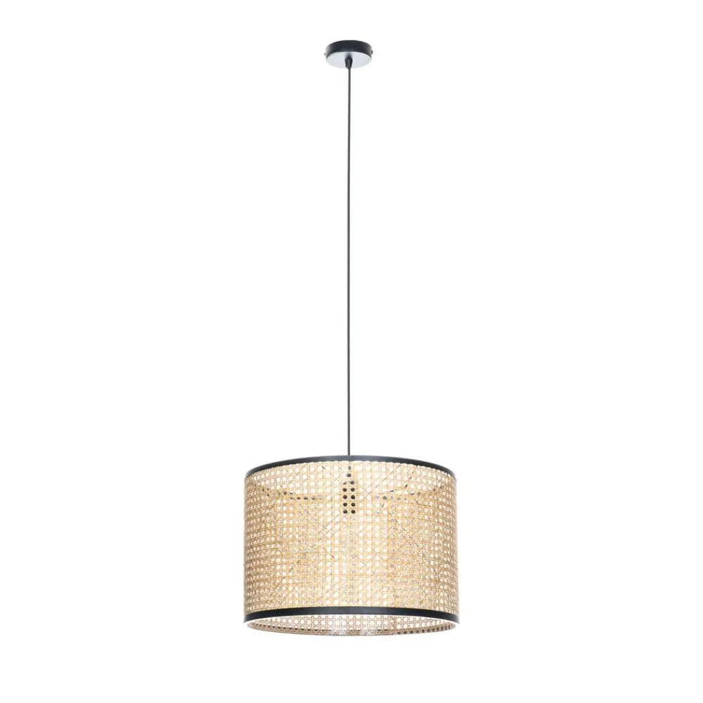 Lindby -pendel Yaelle, Ø 40 cm, rattan, sort, E27