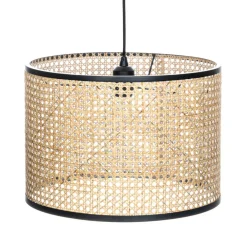 Lindby -pendel Yaelle, Ø 40 cm, rattan, sort, E27