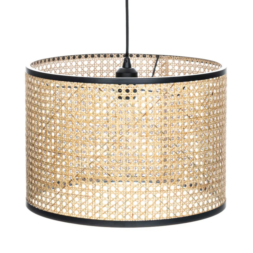 Lindby -pendel Yaelle, Ø 40 cm, rattan, sort, E27