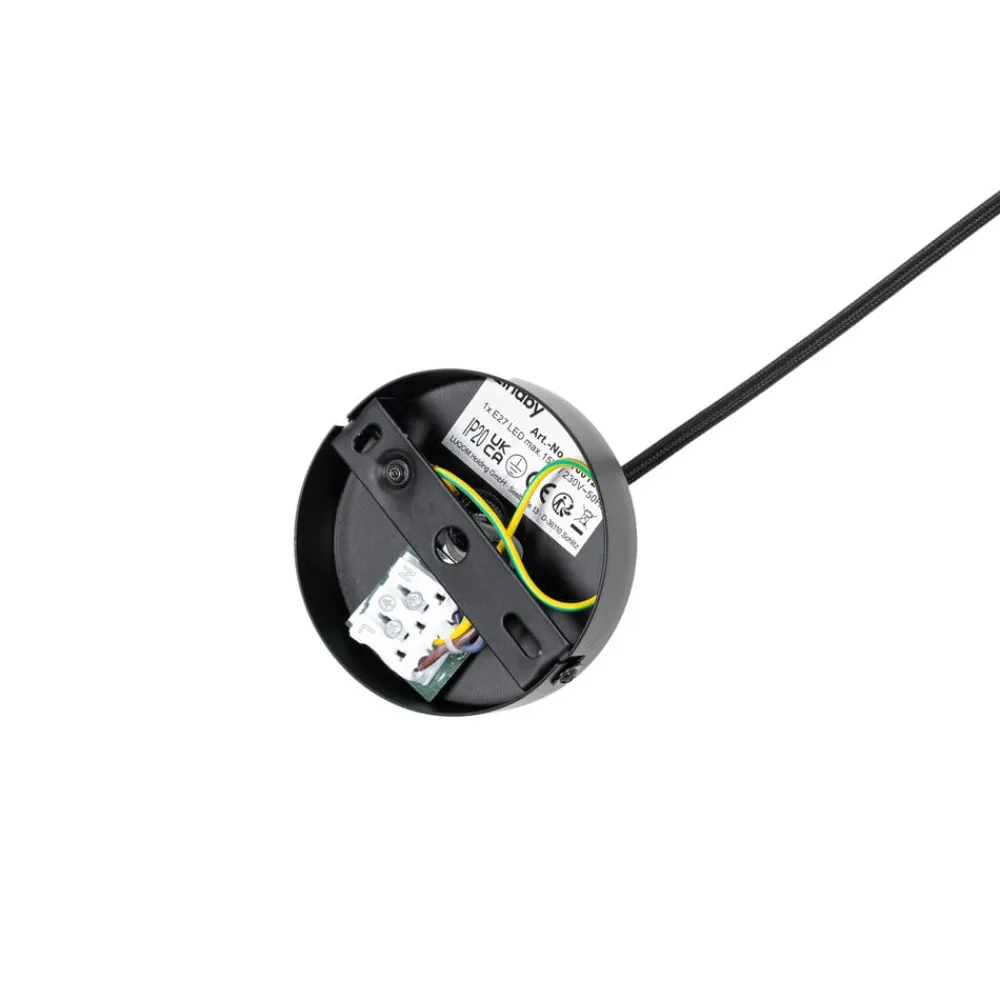 Lindby -pendel Yaelle, Ø 40 cm, rattan, sort, E27