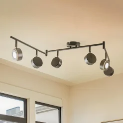 -spot Jyla, sort, 2.700 K, 6-lys, GX53^Lindby Outlet