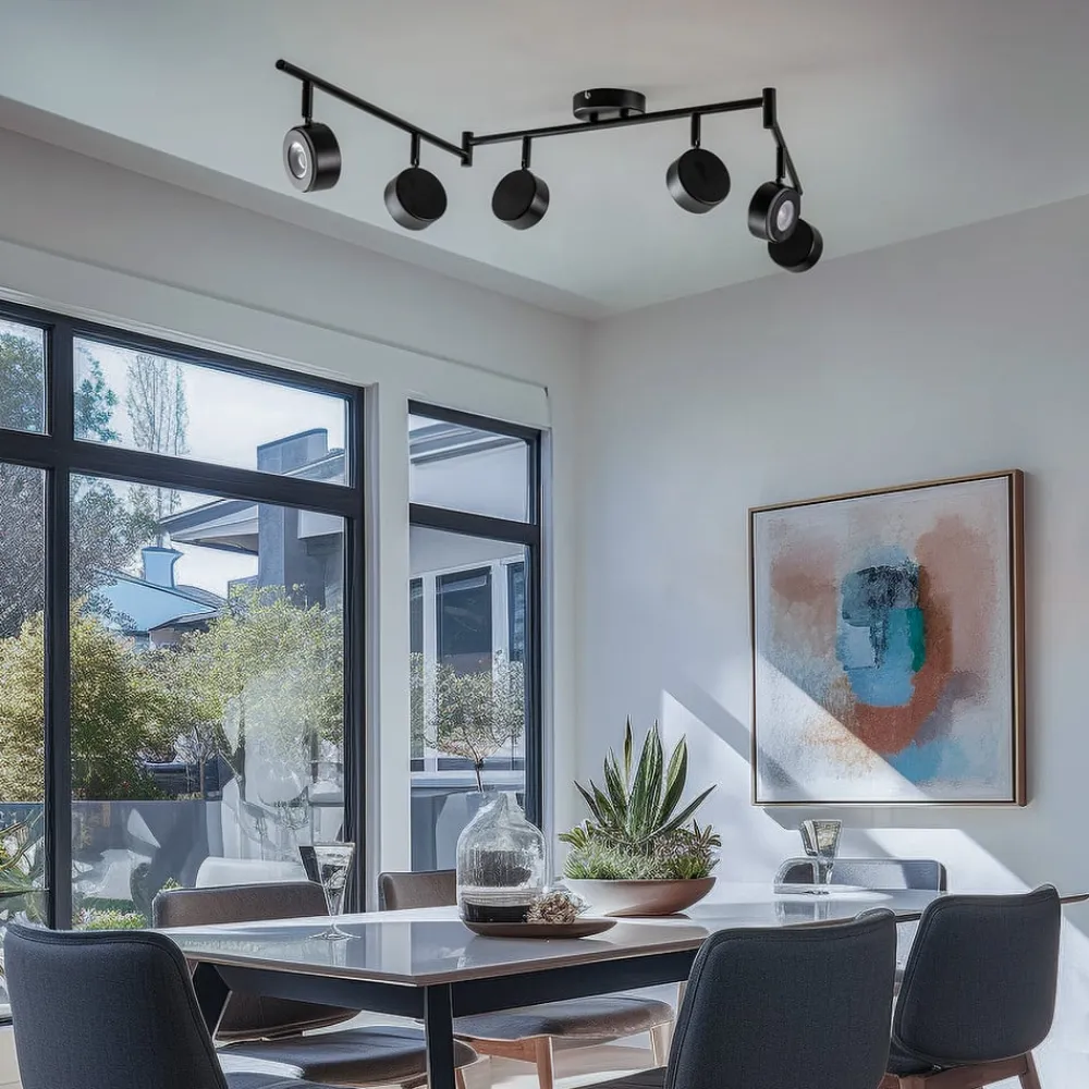 Lindby Arbejdsrum/Kontor>-spot Jyla, sort, 4.000 K, 6-lys, GX53