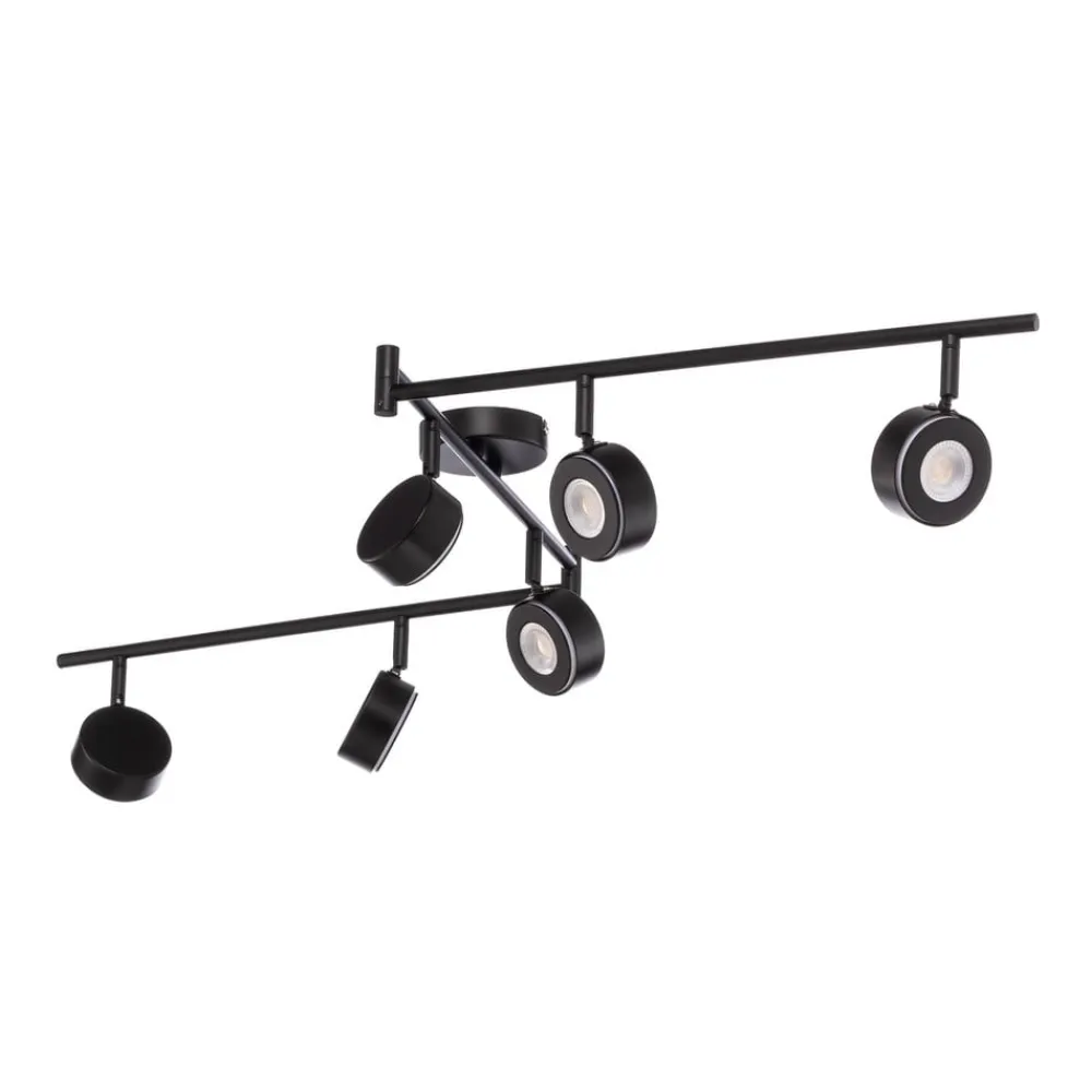 Lindby Arbejdsrum/Kontor>-spot Jyla, sort, 4.000 K, 6-lys, GX53