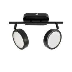 Lindby -spot Neros, sort, 2-lys, 31,5 cm, CCT, jern