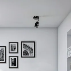 Lindby Arbejdsrum/Kontor>-spotlight Jyla, sort, 2.700 K, Ø 8 cm, GX53