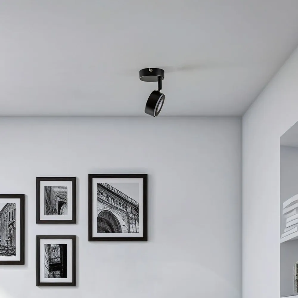 Lindby Arbejdsrum/Kontor>-spotlight Jyla, sort, 2.700 K, Ø 8 cm, GX53