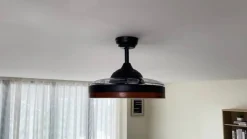 Lindby Lindy LED-loftventilator Oras, sort, DC, støjsvag, 107 cm