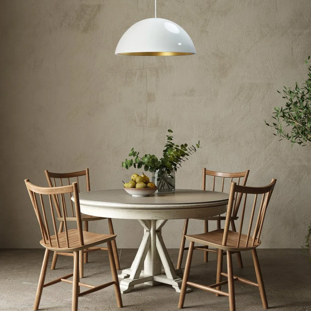 ROYALTECH Pendellamper>Lipeo hængelampe, hvid/guld, Ø 40 cm, metal, E27