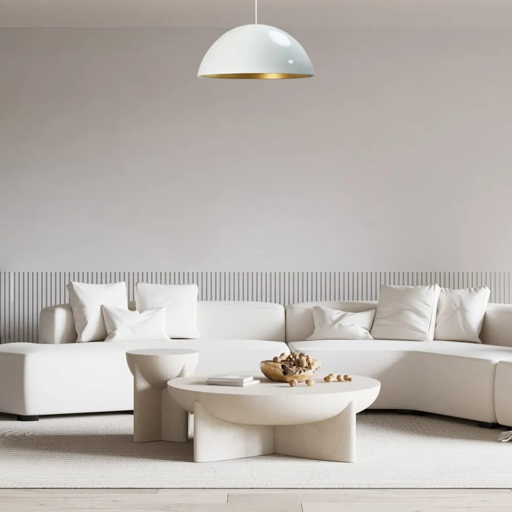 ROYALTECH Pendellamper>Lipeo hængelampe, hvid/guld, Ø 40 cm, metal, E27