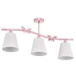 Loftlampe Alice, pink, tre hvide stofskærme^Eko-Light Discount
