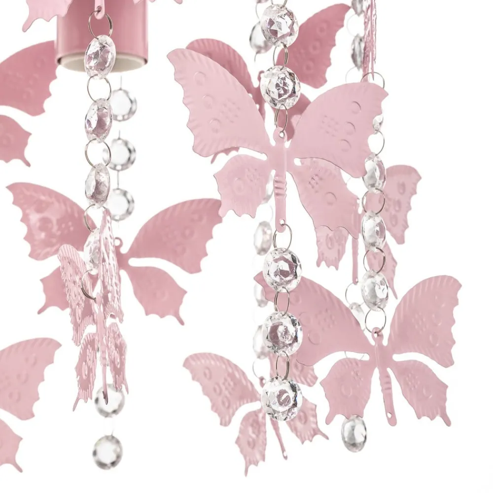 Børn Eko-Light Loftlamper>Loftlampe Angelica i pink med sommerfugle
