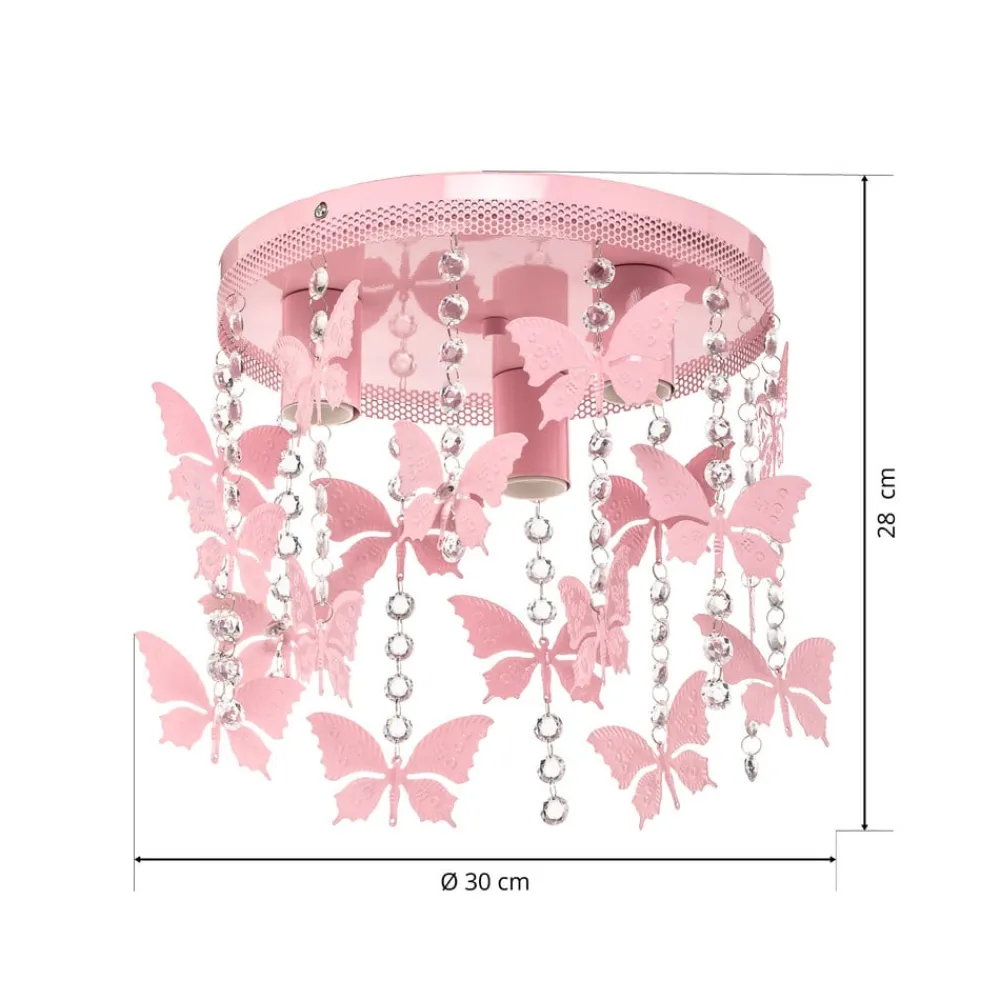 Børn Eko-Light Loftlamper>Loftlampe Angelica i pink med sommerfugle
