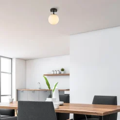 Loftlampe Atmaca, 1 lyskilde, sort, glas, Ø 15 cm^Opviq Clearance