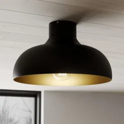 Loftlampe Basca, udvendig sort, indvendig guld^Luminex Online