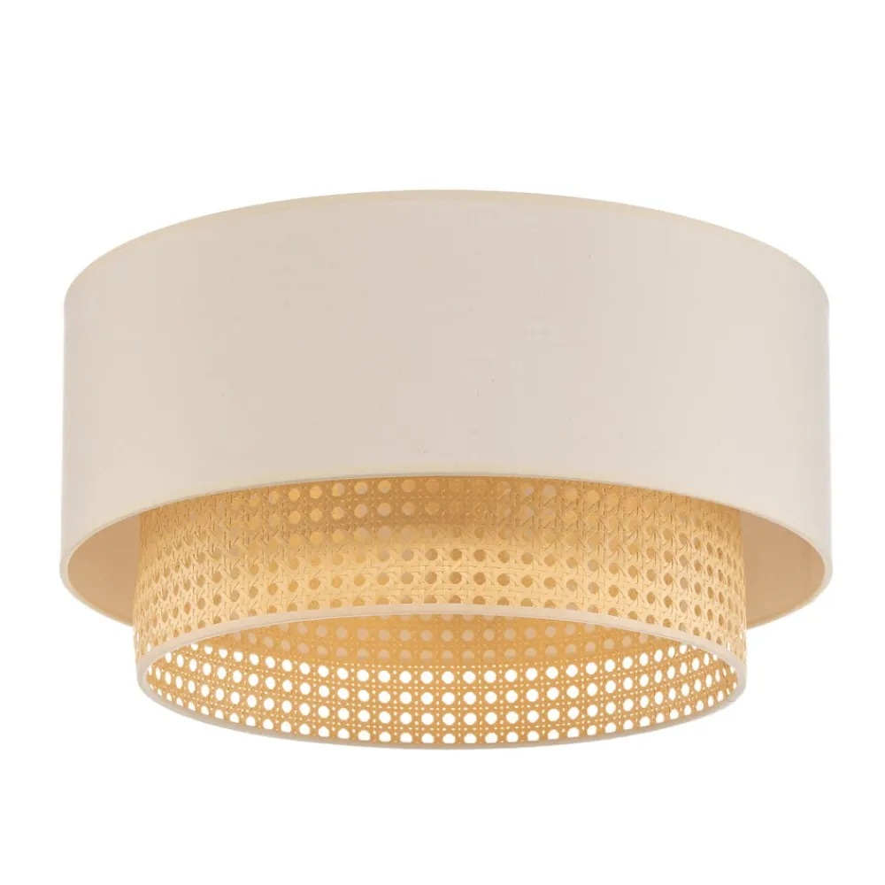 Duolla Loftlampe Boho, Ø 45 cm, creme-hvid/rattan