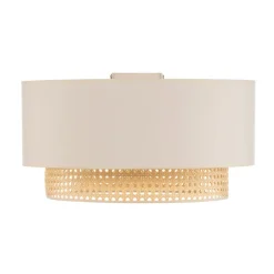 Duolla Loftlampe Boho, Ø 45 cm, creme-hvid/rattan