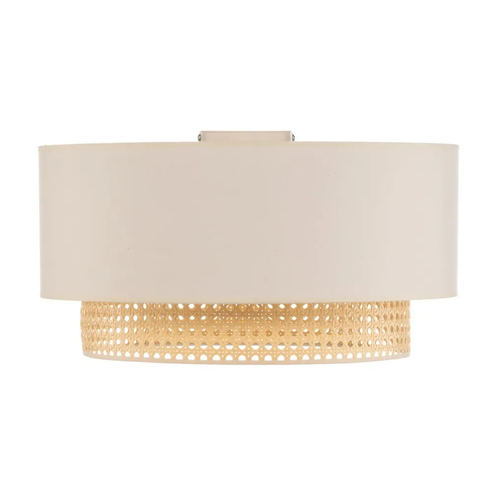 Duolla Loftlampe Boho, Ø 45 cm, creme-hvid/rattan