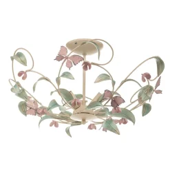 Luminex Loftlampe BUTTERFLY, creme/grøn/rosa, stål, 3 lyskilder
