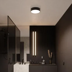 TEMAR LIGHTING Loftlampe Cleo, Ø 20 cm, IP54, sort, metal, E27