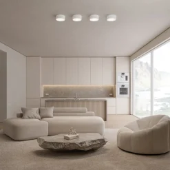 TEMAR LIGHTING Loftlampe Cleo 200, hvid, sensor, IP54, Ø 20 cm, metal