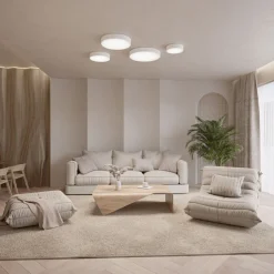 TEMAR LIGHTING Loftlampe Cleo 200, hvid, sensor, IP54, Ø 20 cm, metal