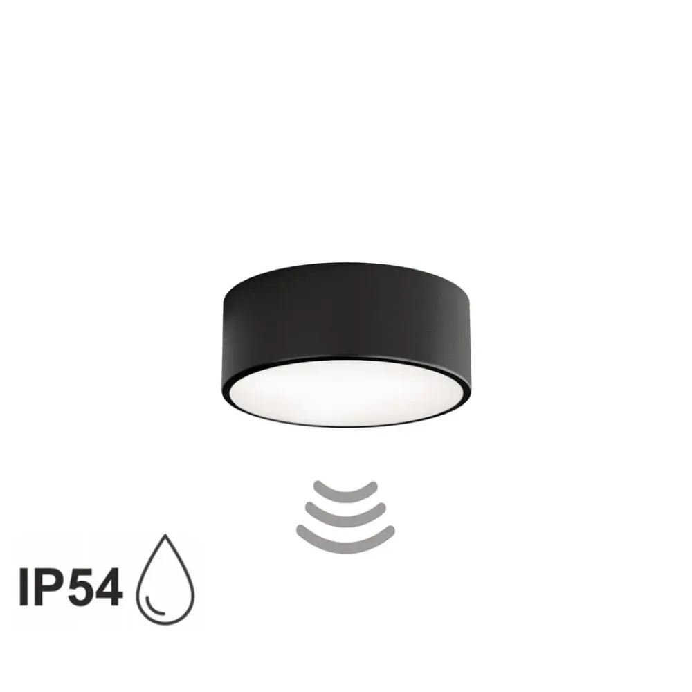 Loftlampe Cleo 200, sort, sensor, IP54, Ø 20 cm, metal^TEMAR LIGHTING Clearance