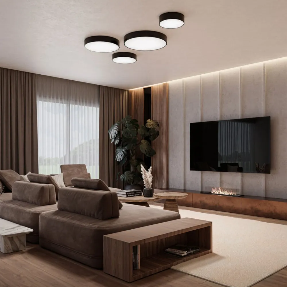 Loftlampe Cleo 200, sort, sensor, IP54, Ø 20 cm, metal^TEMAR LIGHTING Clearance