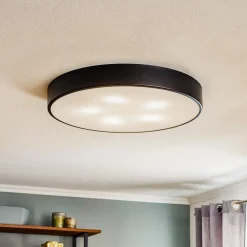 Loftlampe Cleo 600, sort, sensor, IP20, Ø 60 cm, metal^TEMAR LIGHTING New