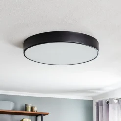 Loftlampe Cleo 600, sort, sensor, IP20, Ø 60 cm, metal^TEMAR LIGHTING New