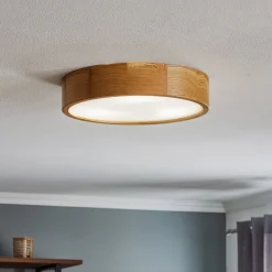 TEMAR LIGHTING Gang|Loftlamper>Loftlampe Cleo DR375, IP20, sensor, Ø 38 cm, egetræ