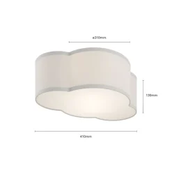 Børn TK Lighting Loftlampe Cloud i tekstil, længde 41 cm, grå