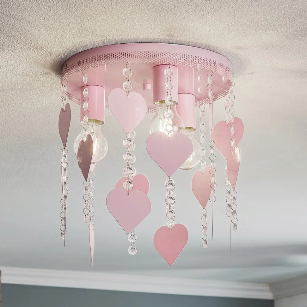 Børn Eko-Light Loftlampe Corazon i pink med hjerter