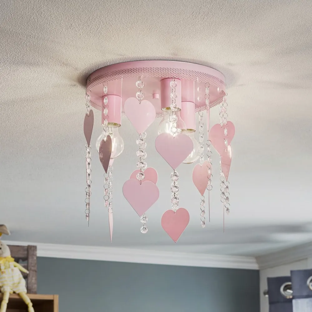 Børn Eko-Light Loftlampe Corazon i pink med hjerter