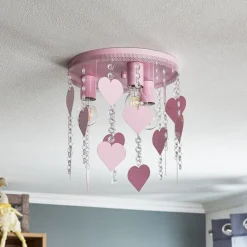 Børn Eko-Light Loftlampe Corazon i pink med hjerter