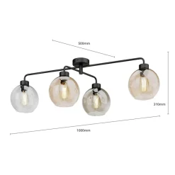 TK Lighting Loftlampe Cubus med 4 lyskilder klar/rav/grå