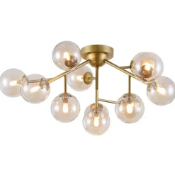 Maytoni Loftlampe Dallas med 12 glaskugler, guld