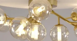 Maytoni Loftlampe Dallas med 12 glaskugler, guld