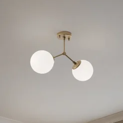 Opviq Loftlampe Damar, guld, glas, 2 lyskilder, længde 44 cm, E27